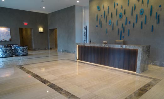 Commercial Stone Fabricators Reception Desk And Stone Flooring