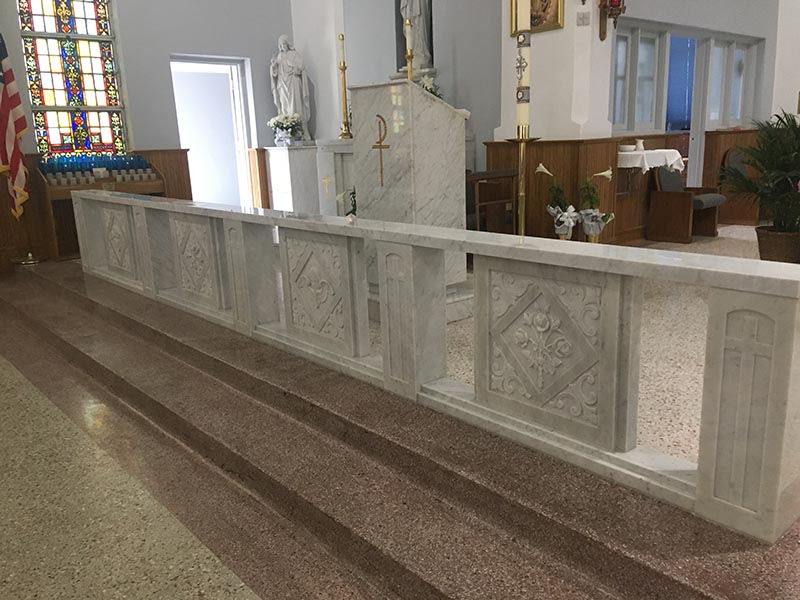 Liturgical Church Stone Design St. Rose Catholic Church Marble Restoration