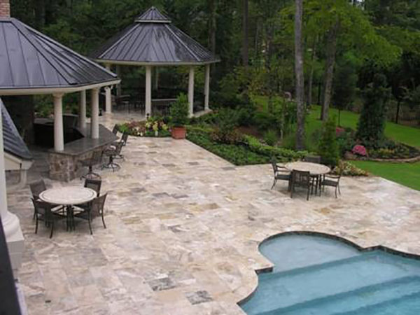Luxury Residential Stone Hardscape Installation Stone Pool Deck